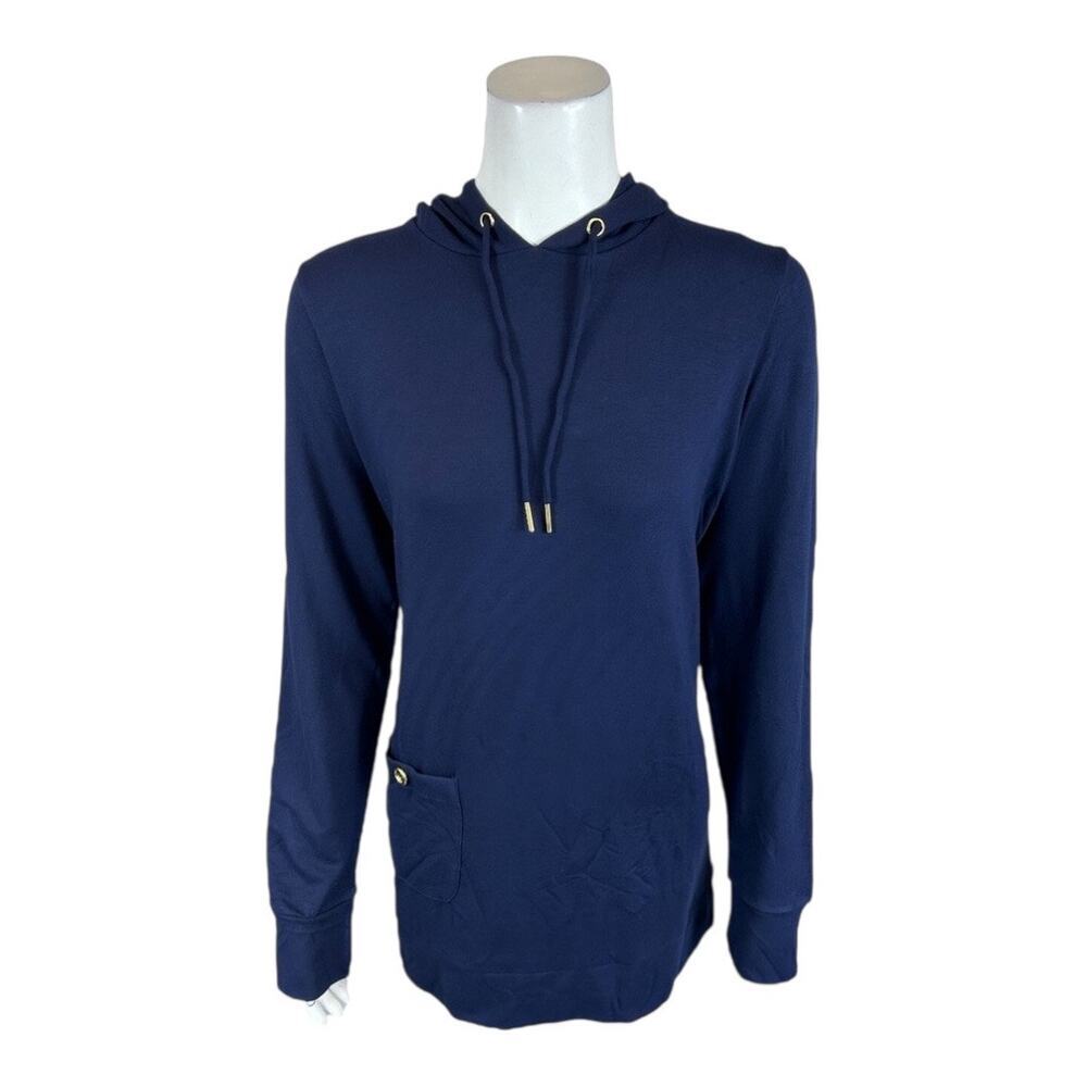 AmberNoon II by Dr. Erum Ilyas SunCozy Hooded Tunic navy blue XS sweater dress​